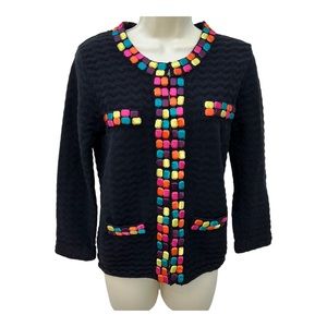 Vintage 90’s Michael Simon Black Embellished Rainbow 3D Cardigan Jacket